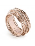 Rubinia Woman's Ring - Filodellavita Classic 13 Wires in 9 carat Rose Gold with 0.21 ct White Diamonds - Size 17 - 0