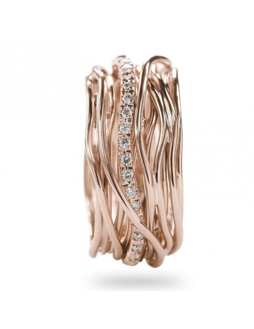 Rubinia Woman's Ring - Filodellavita Classic 13 Wires in 9 carat Rose Gold with 0.21 ct White Diamonds - Size 17 - 0 2