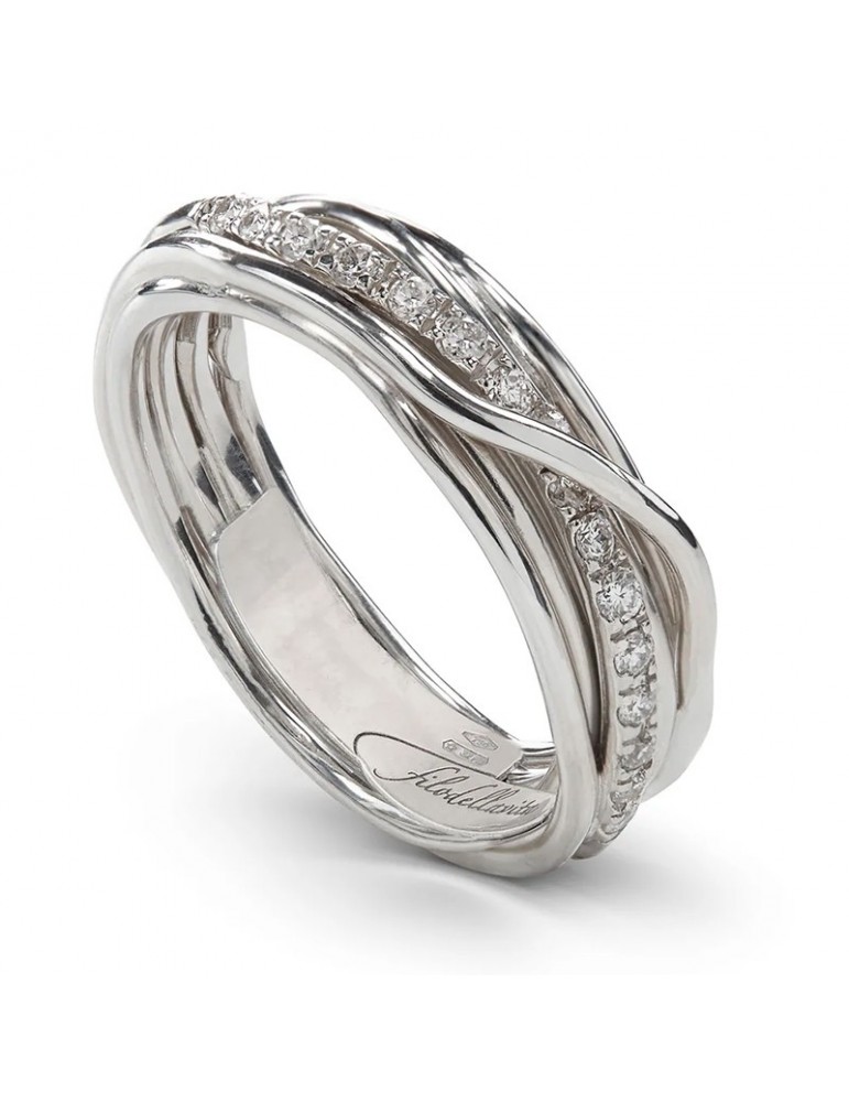 Rubinia Woman's Ring - Filodellavita Classic 7 Wires in 925% Silver with White Diamonds - Size 14 - 0