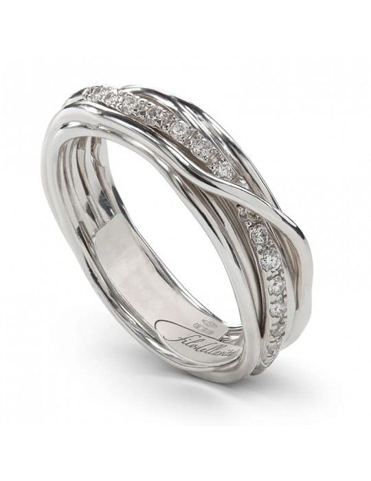 Rubinia Woman's Ring - Filodellavita Classic 7 Wires in 925% Silver with White Diamonds - Size 14 - 0