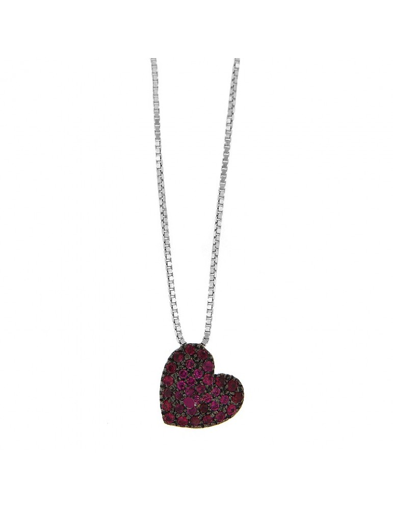Davite & Delucchi Woman's Necklace with Rubies Heart - 0