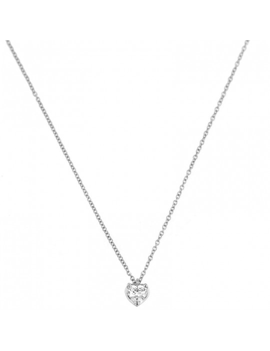 Davite & Delucchi Woman Necklace - White Gold Heart with Diamonds - 0