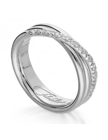 Rubinia Woman's Ring - Filodellavita Classic 3 Wires in 925% Silver with White Diamonds - Size 13 - 0