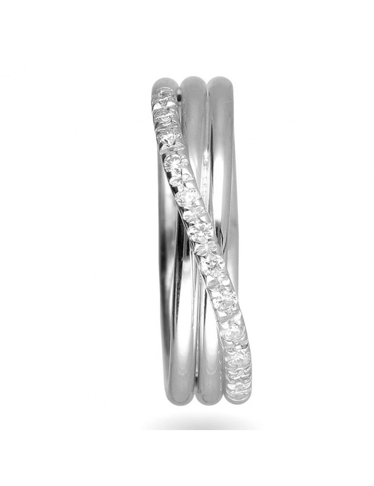 Rubinia Woman's Ring - Filodellavita Classic 3 Wires in 925% Silver with White Diamonds - Size 13 - 0