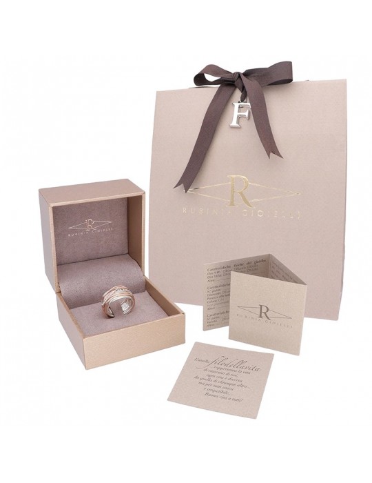 Rubinia Woman's Ring - Filodellavita Classic 3 Wires in 925% Silver with White Diamonds - Size 13 - 0