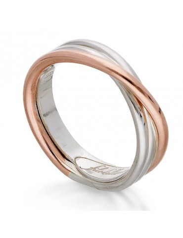 Rubinia Woman's Ring - Filodellavita Classic 3 Wires in 925% Silver and 9 Carat Rose Gold - Size 15 - 0