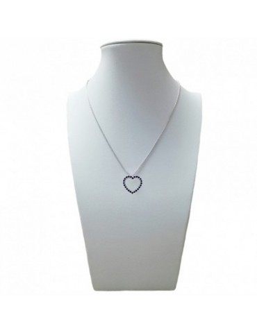 Davite & Delucchi Woman's Necklace - Heart in White Gold with Sapphires - 0