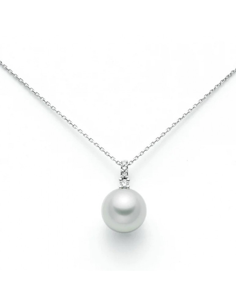 Collana Nimei - Oro Bianco - Perla Australia - Diamanti - PCL2838A