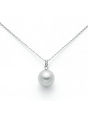 Nimei Women's Necklace - 18K White Gold with Australian Maxima Pearl and Natural Diamonds - 0