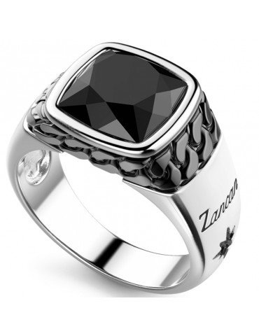Zancan Ring - Cosmostone - White 925% Silver - Black Onyx - ESA003 2