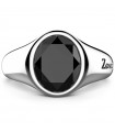 Zancan Men's Ring - Eternity 925 Chevalier in 925% Silver with Black Onyx Set Size 23