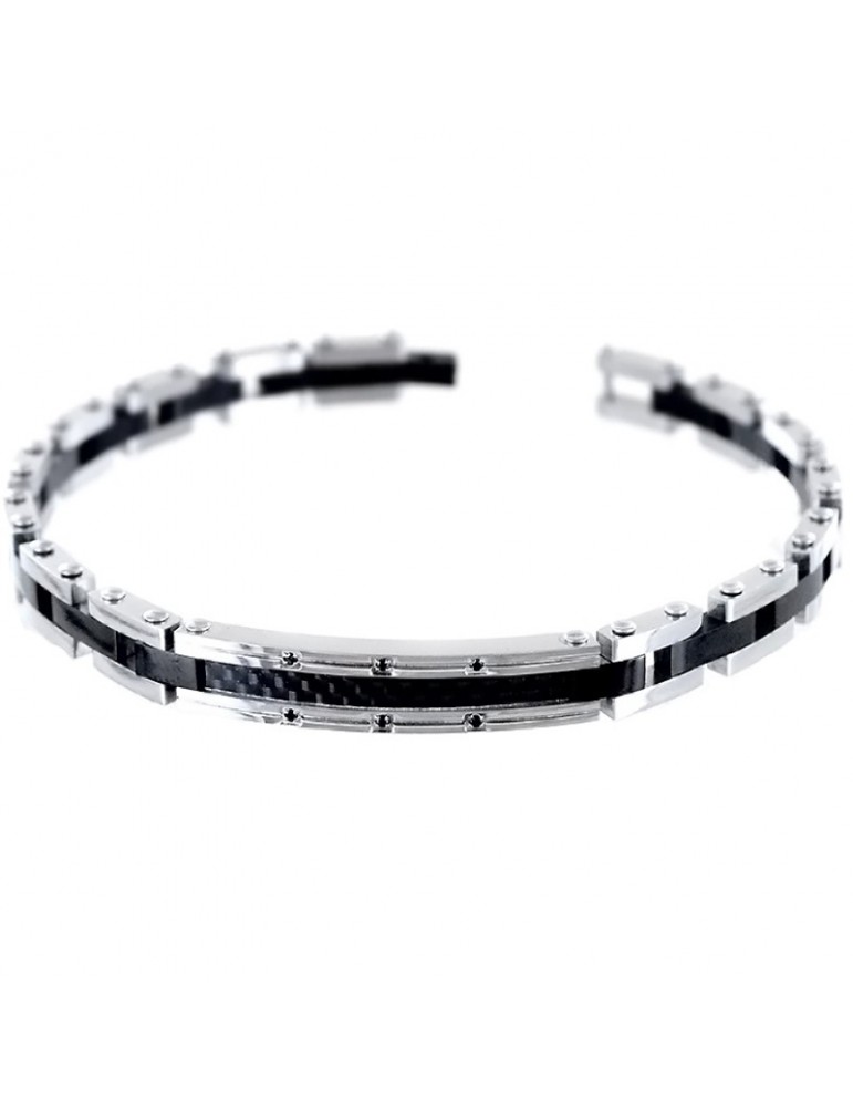 Zancan Bracelet - Hi-teck - 316L Steel - Targa-Spinelli Neri-UHB059