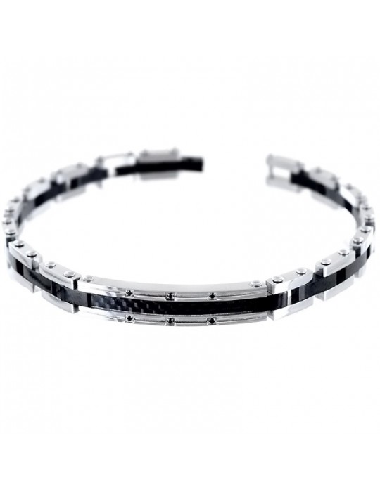 Zancan Bracelet - Hi-teck - 316L Steel - Targa-Spinelli Neri-UHB059