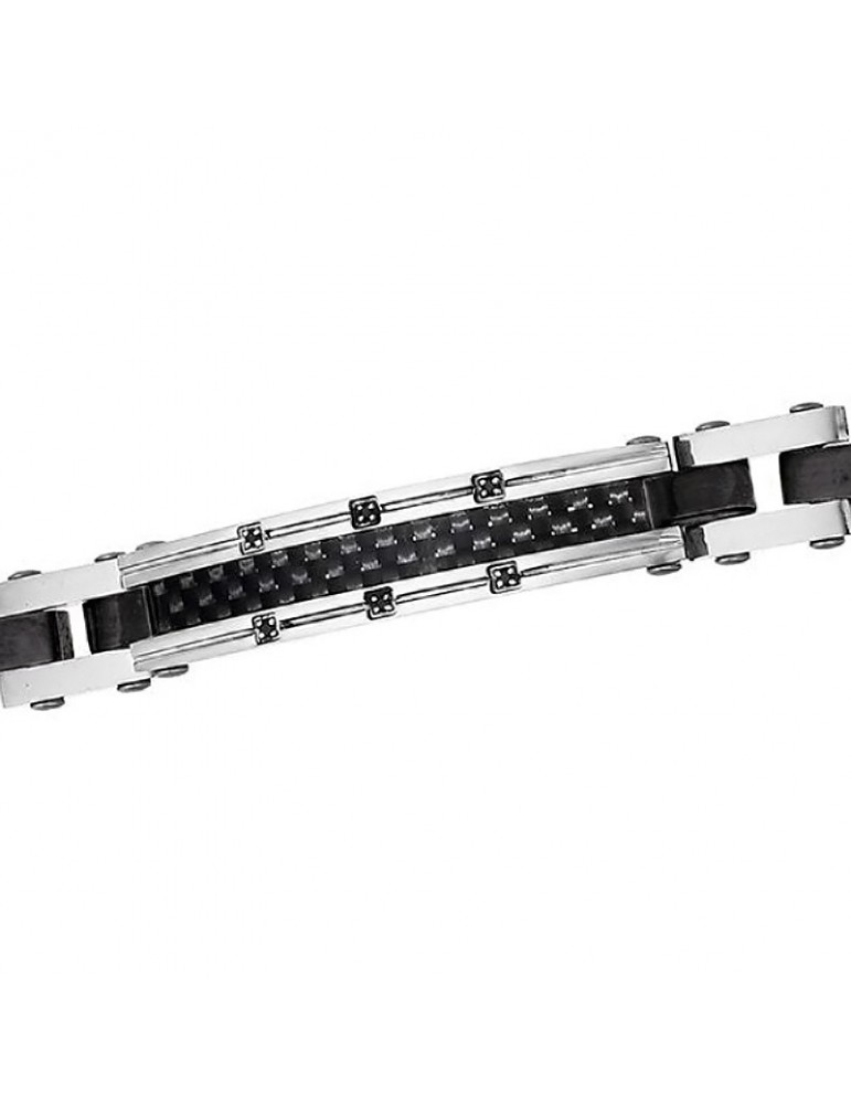 Zancan Bracelet - Hi-teck - 316L Steel - Targa-Spinelli Neri-UHB059