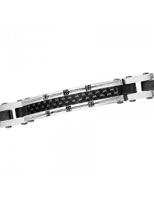 Zancan Bracelet - Hi-teck - 316L Steel - Targa-Spinelli Neri-UHB059
