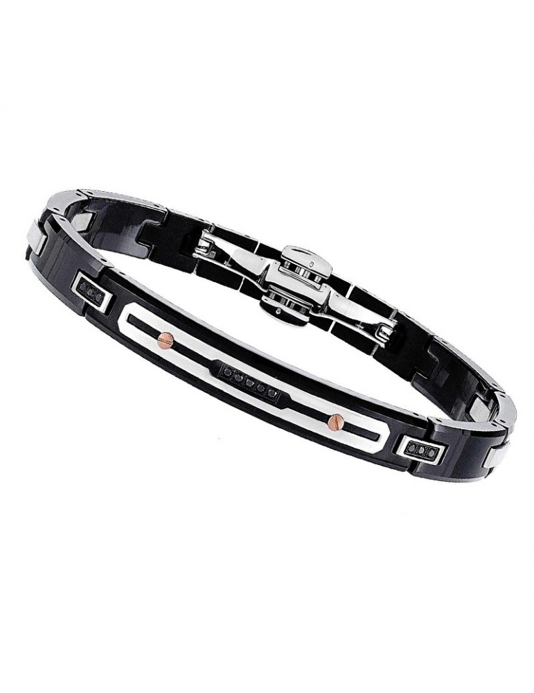 Bracciale Zancan - Hi-Teck - Maglie - Ceramica - Zirconi Neri - EHB001