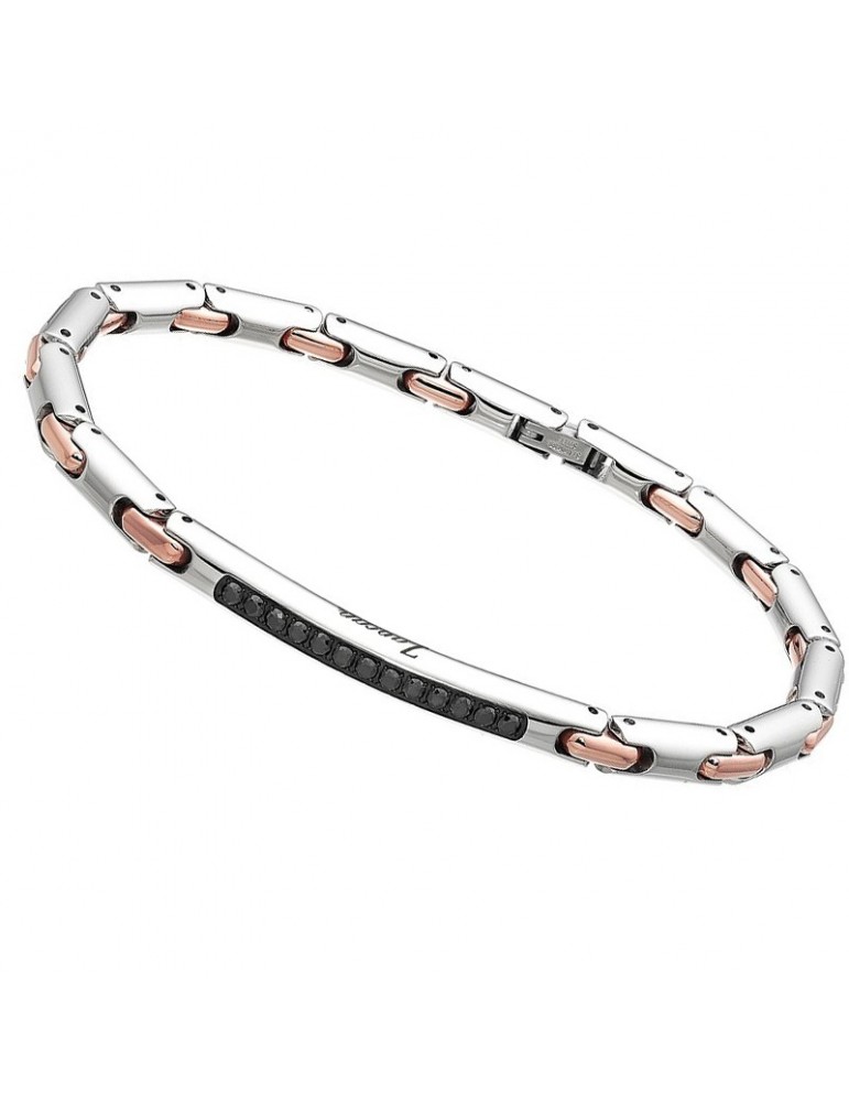 Bracciale Zancan - Hi-Teck - Acciaio - Spinelli Neri - PVD Rosa-EHB073