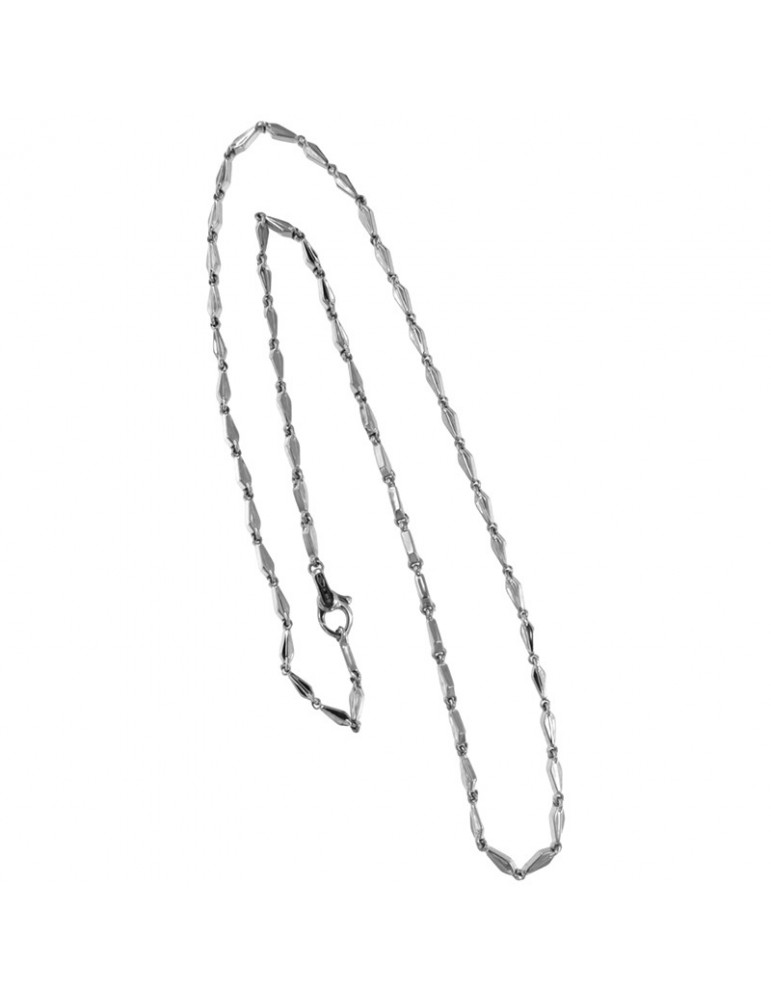 Chimento Unisex Necklace - Tradition Gold Bamboo Classic in 18K White Gold 50 cm - 0