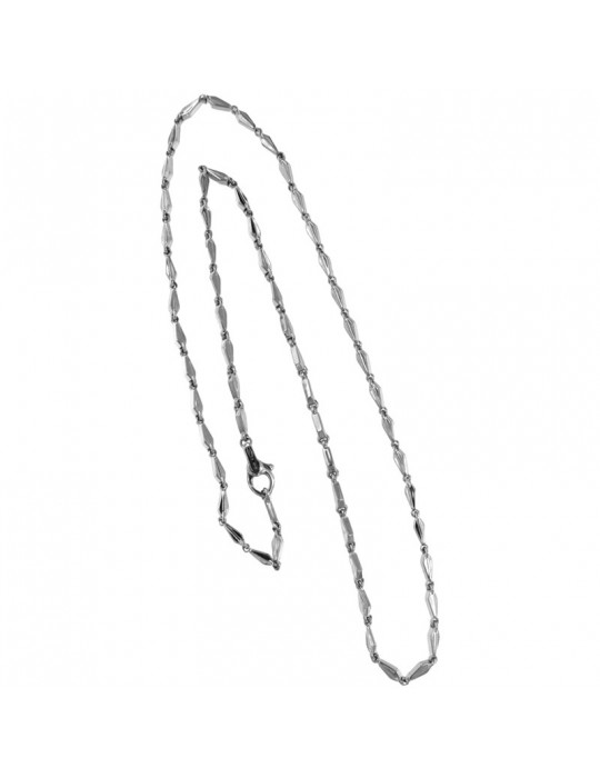 Chimento Unisex Necklace - Tradition Gold Bamboo Classic in 18K White Gold 50 cm - 0
