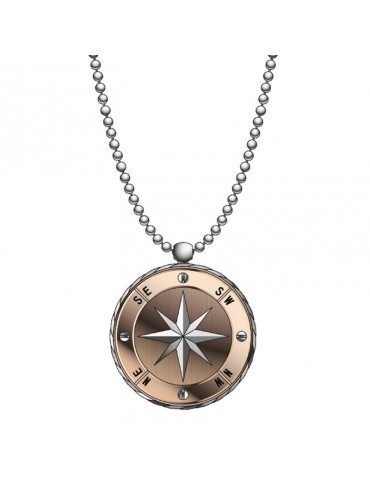 Collana Zancan - Hi-teck -Acciaio-Catena a Sfere-Rosa dei Venti-EHC148