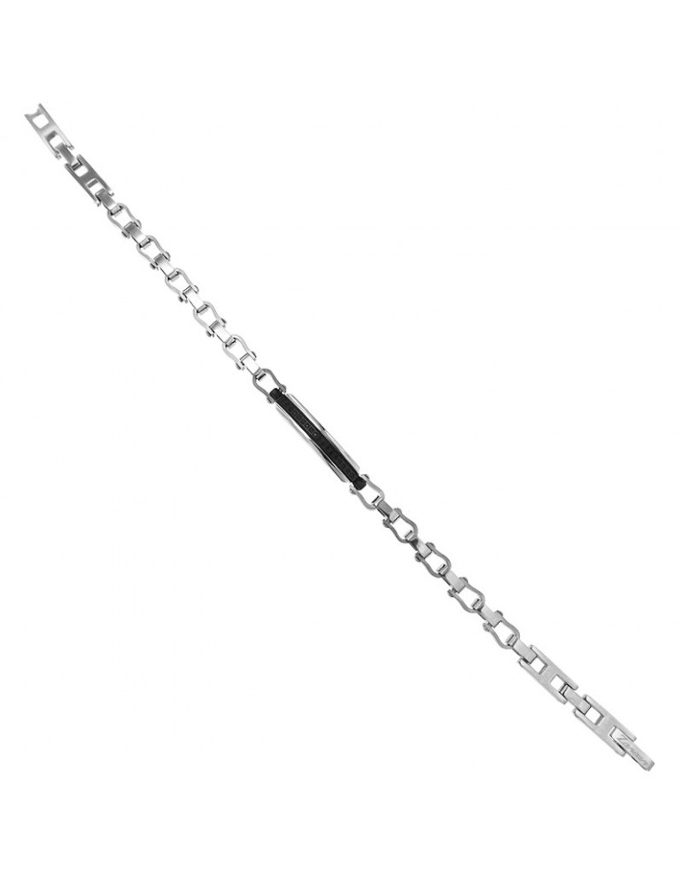 Zancan Men's Bracelet - Hi-Teck in 316L Steel with Black Spinel Sequence - 0