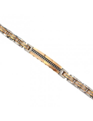 Bracciale Zancan - Hi-Teck - Acciaio 316L - Rosè -Spinelli Neri-UHB069