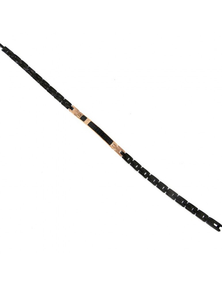 Bracciale Zancan - Hi-Teck - Acciaio -Placca Nera-Stella Polare-EHB222