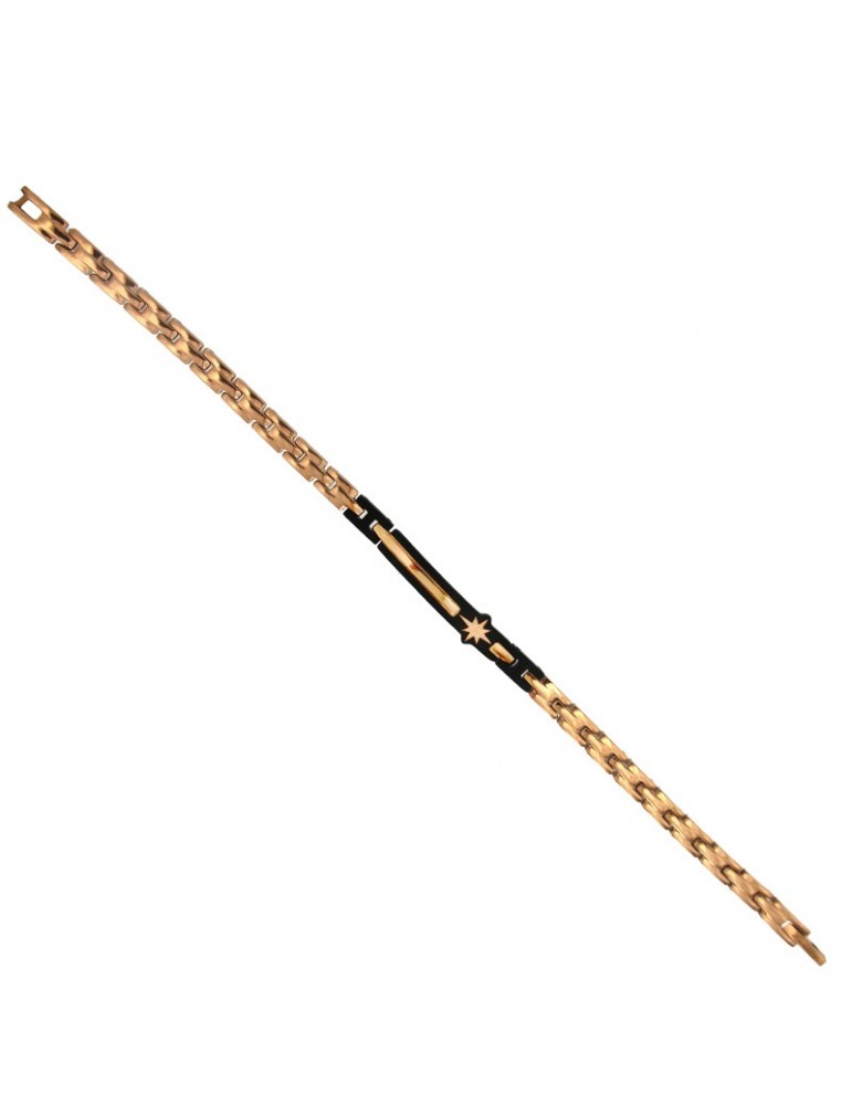 Bracciale Zancan - Hi-Teck - Acciaio -Placca Nera-Stella Polare-EHB225