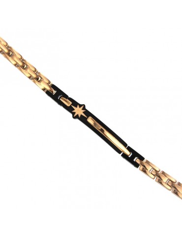 Bracciale Zancan - Hi-Teck - Acciaio -Placca Nera-Stella Polare-EHB225