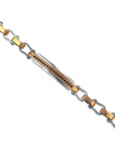 Bracciale Zancan - Hi-Teck - Rose Gold - Targa Bicolor -Zirconi-EHB248