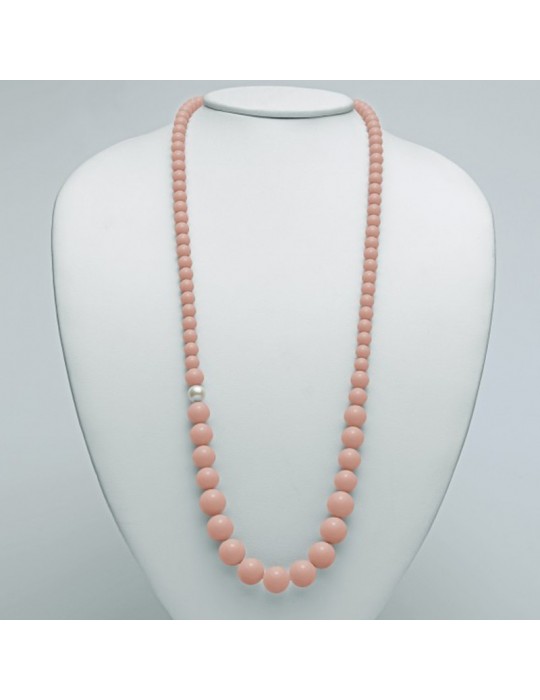 Miluna Women's Necklace - Land and Sea Long with Pink Agglomerate and Freshwater Pearl 9.5 - 10 mm - 0