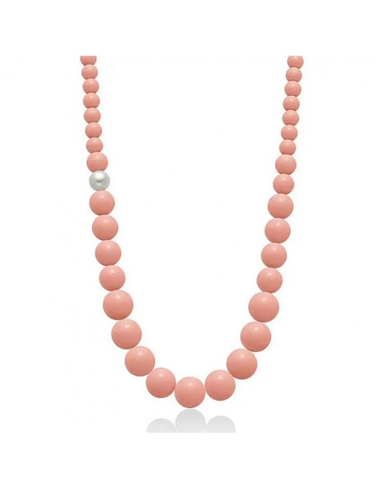 Collana Miluna da Donna - Terra e Mare Lunga con Agglomerato Rosa e Perla Freshwater 9,5 - 10 mm - 0