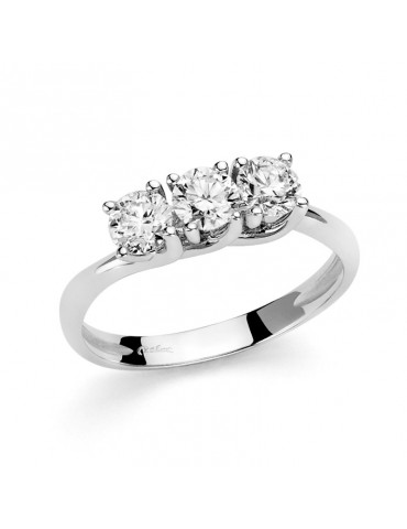 Miluna Ring - Trilogy in 18k White Gold with Three 0.54 Carat Natural Diamonds - 0