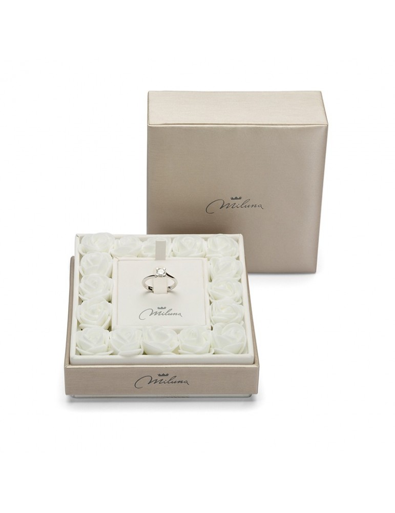 Anello Miluna - Trilogy in Oro Bianco 18 con Tre Diamanti Naturali 0,54 Carati - 0
