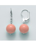 Miluna Woman's Earrings - Earth and Sea in 925% Silver with Pink Coral Agglomerate 12 mm - 0