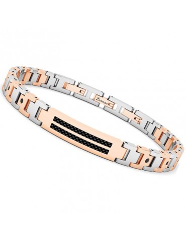 Bracciale Zancan - Hi-Teck - Maglie Bicolor-Targa PVD Rose Gold-EHB279