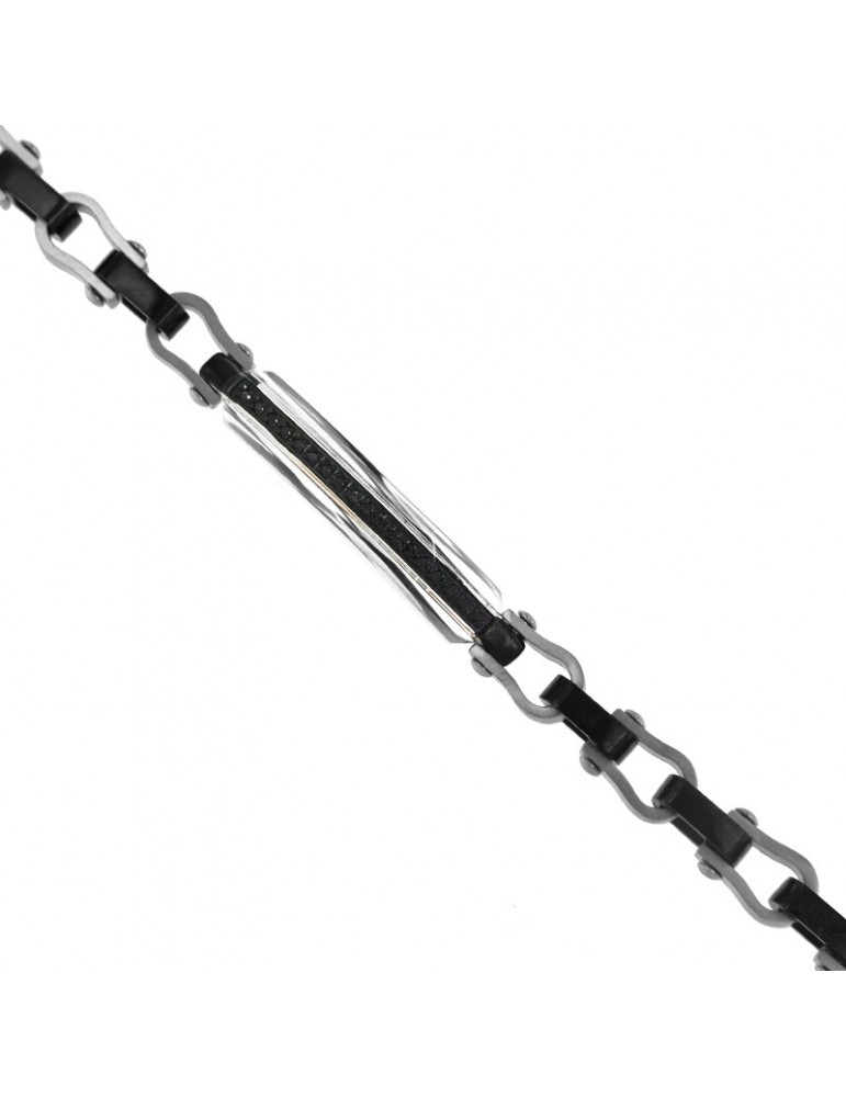 Bracciale Zancan - Hi-Teck - Maglie Forate - Spinelli Neri - EHB251