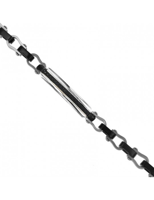 Bracciale Zancan - Hi-Teck - Maglie Forate - Spinelli Neri - EHB251