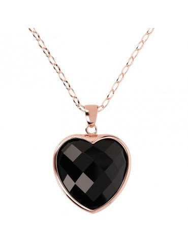 Bronzallure Necklace - Heart Pendant - Black Onyx - WSBZ00048B