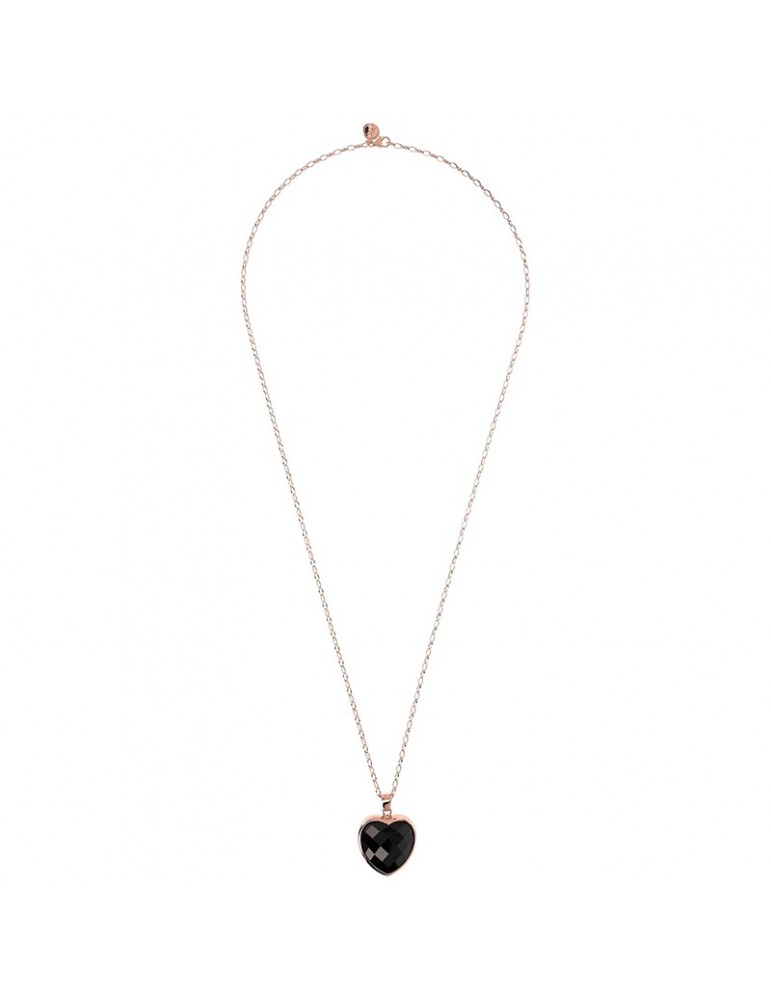 Bronzallure Necklace - Heart Pendant - Black Onyx - WSBZ00048B