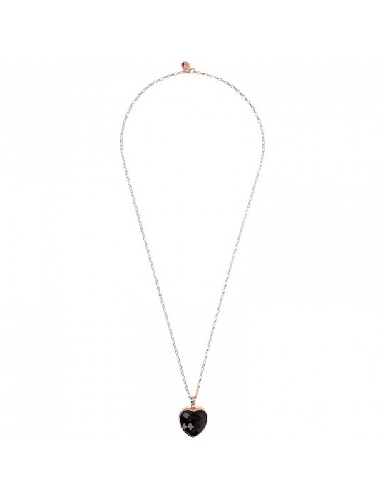 Bronzallure Necklace - Heart Pendant - Black Onyx - WSBZ00048B