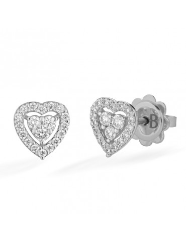 Orecchini Buonocore - Classic in Oro Bianco 18 carati a Cuore con Diamanti Naturali 0,33 ct - 0