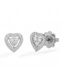 Orecchini Buonocore - Classic in Oro Bianco 18 carati a Cuore con Diamanti Naturali 0,33 ct - 0