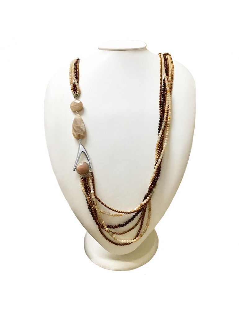 Collana Della Rovere - Lunga - Quarzo - Pietre di Luna - COLDR6218