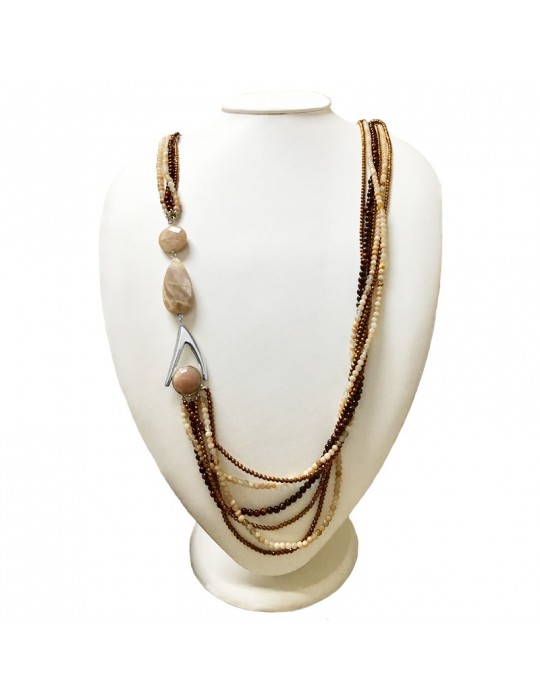 Della Rovere Necklace - Long - Quartz - Moonstones - COLDR6218
