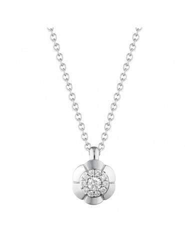Collana Buonocore - Flowers in Oro Bianco 18 carati con Pendente e Diamanti Naturali 0,07 ct - 0