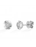 Orecchini Buonocore - Flowers in Oro Bianco 18 carati a Fiore con Diamanti Naturali 0,13 ct - 0
