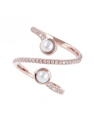 Bronzallure Ring - Felicia - Spiral-Pearls-Cubic Zirconia-WSBM00043W