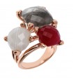 Bronzallure Women's Ring - Felicia with Colored Stones and Heart Settings Size 16