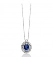 Miluna Woman Necklace - in 18k White Gold with Sapphire Pendant and Natural Diamonds - 0